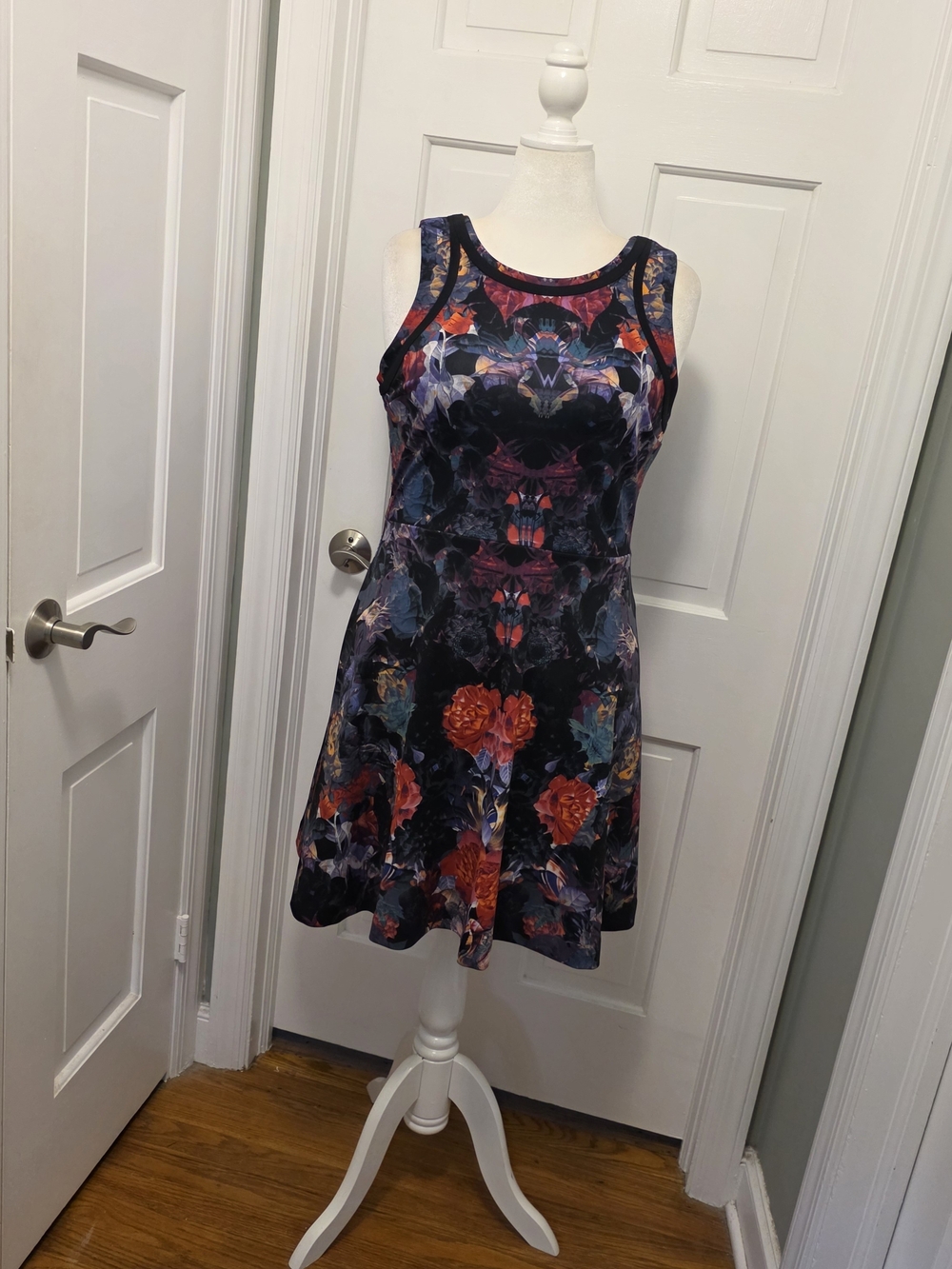 Nicole by Nicole Miller Floral Fit-and-Flare Mini Dress Size Large, Colorful